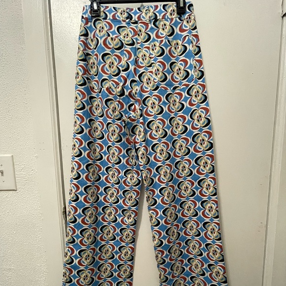 BRAND NEW ZARA LINEN BLEND GEOMETRIC PRINT PANTS - Picture 9 of 16